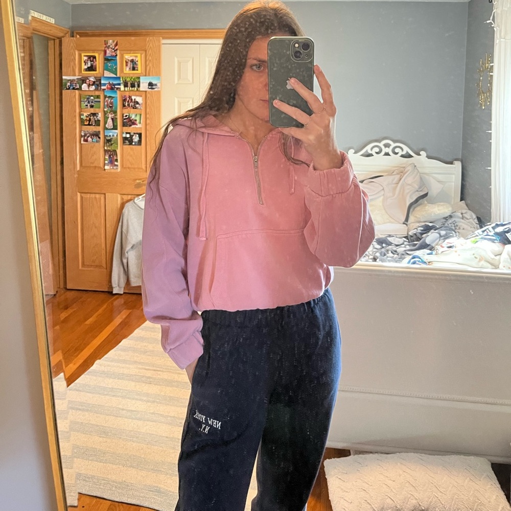 Pacsun LA Hearts pink quarter zip hoodie